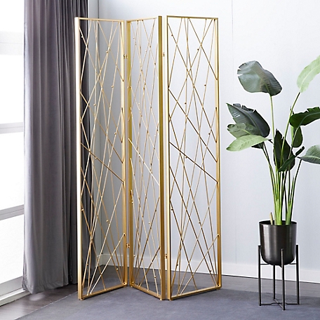Harper & Willow Gold Metal Glam Room Divider Screen, 79 in. x 59 in. x 2 in.