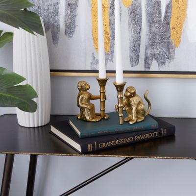 Harper & Willow Gold Aluminum Glam Candle Holders, 3 in. x 5 in., 2 pc., 55376