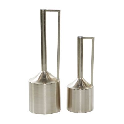 Image showing  2 pc. Silver Metal Glam Vase Set, 16 in., 22 in.