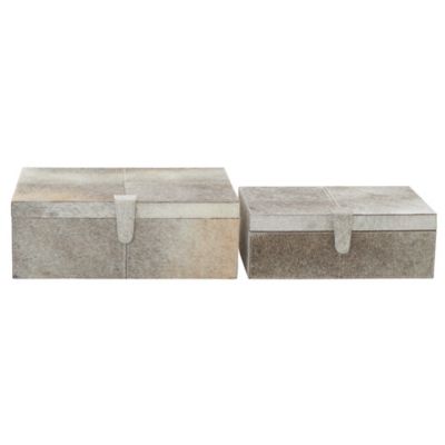 Image showing  Grey Leather Glam Box, 14 in., 17 in., 2 pc.