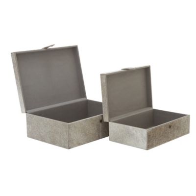 Image showing  Grey Leather Glam Box, 14 in., 17 in., 2 pc.