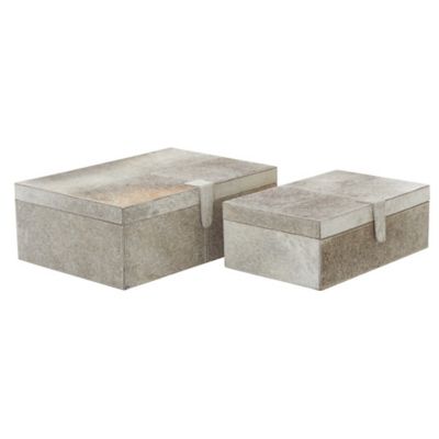 Image showing  Grey Leather Glam Box, 14 in., 17 in., 2 pc.