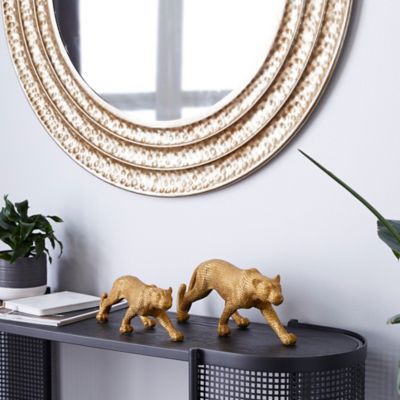 Harper & Willow Gold Polystone Glam Leopard Sculptures, 14 in., 18 in., 2 pc.