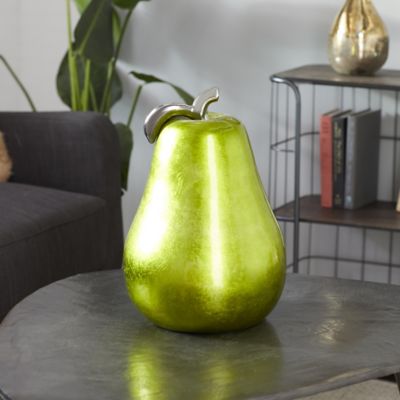 Harper & Willow Green Dolomite Glam Decorative Pear Sculpture, 16 in. x 12 in. x 12 in., 59708