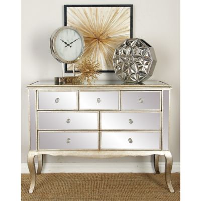 Harper & Willow Tan Wood Glam Chest, 34 in. x 44 in. x 17 in., 35047
