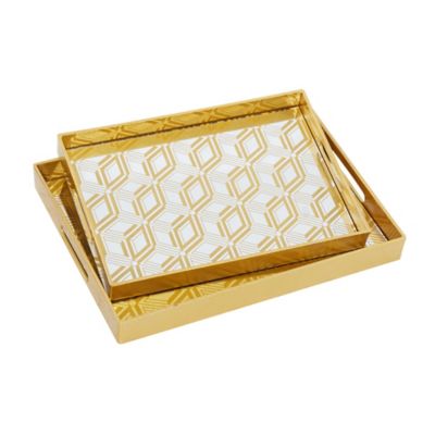 Image showing  Gold Plastic Glam Tray Set, 14 in. and 16 in., 2 pc.