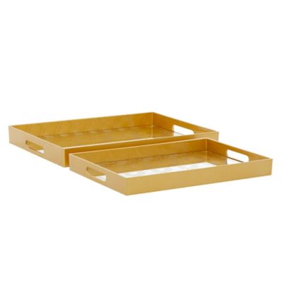 Image showing  Gold Plastic Glam Tray Set, 14 in. and 16 in., 2 pc.