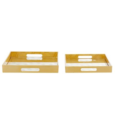 Image showing  Gold Plastic Glam Tray Set, 14 in. and 16 in., 2 pc.