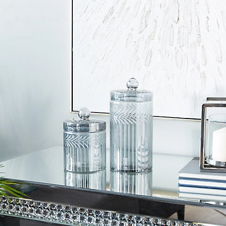 Harper & Willow Grey Glass Glam Decorative Jars, 7 in., 10 in., 2 pc.