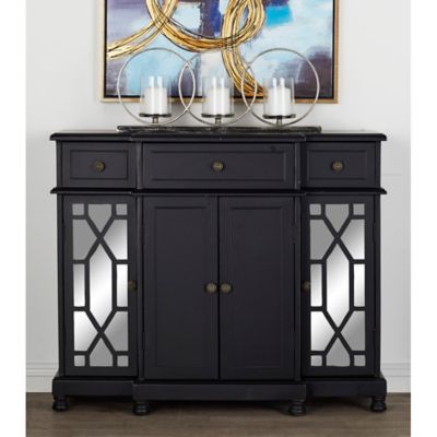 Harper & Willow 3-Drawer Glam Fir Wood Cabinet, 36 in. x 43 in. x 14 in., Black