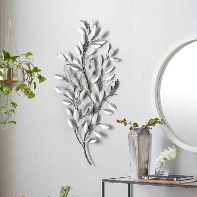 Harper & Willow Silver Metal Glam Floral Wall Decor, 25 in. x 44 in.