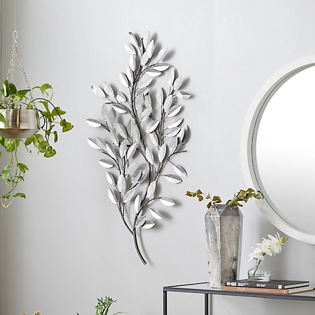 Harper & Willow Silver Metal Glam Floral Wall Decor, 25 in. x 44 in.