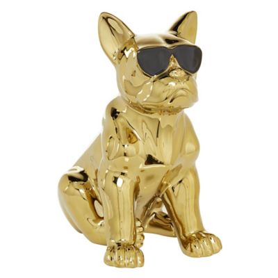 Image showing  Gold Ceramic Glam Dog Sculpture, 12 in. x 6 in. x 10 in.
