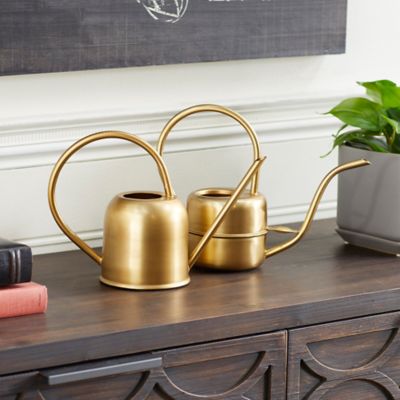 Harper & Willow Iron Glam Planter Watering Set, 11 in. x 4 in. x 7 in., Gold, 2-Pack