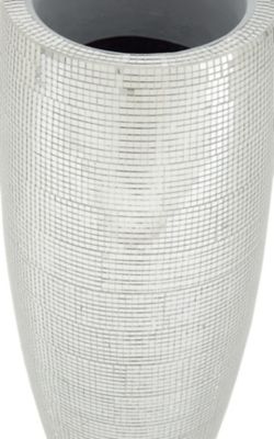 Image showing  Polystone Tall Champagne Flute Shape Vase with Mosaic Mirror Inlay, 9 in. x 9 in. x 33 in., Silver