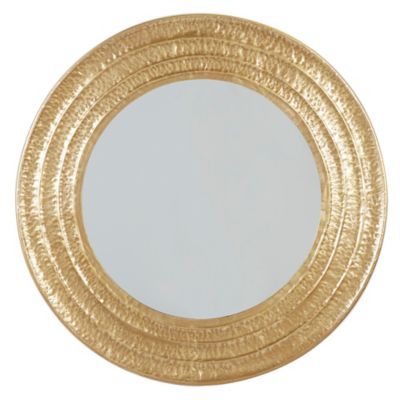 Image showing  Gold Metal Textured Wall Mirror with Grooves 39" x 1" x 39", 16417