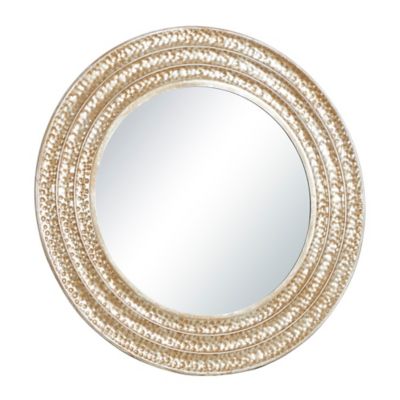 Image showing  Gold Metal Textured Wall Mirror with Grooves 39" x 1" x 39", 16417