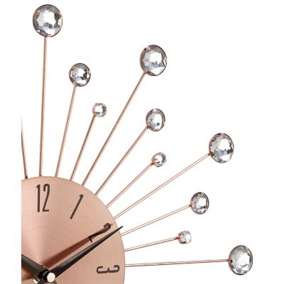 Image showing  Metal Starburst Wall Clock with Crystal Accents, 15 in., Copper