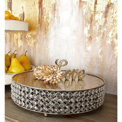 Harper & Willow Glam Round Silver Metal and Glass Bead Cake Stands, 3 in., 3 pc.