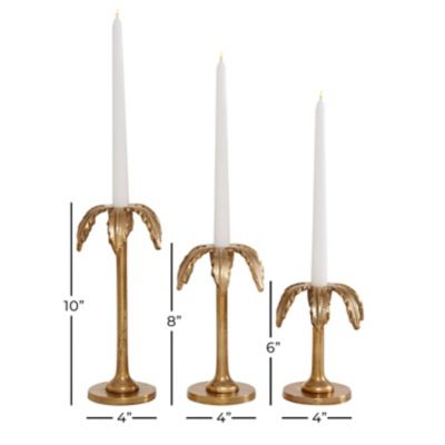 Image showing 6 th Harper & Willow 10 in. Aluminum Glam Candle Holders, Gold, 3-Pack