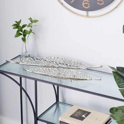 Harper & Willow 2 pc. Aluminum Glam Tray Set, 24 in. and 32 in., Silver