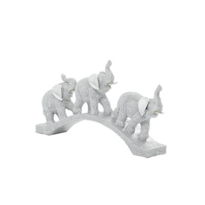 Image showing  Polystone Glam Elephant Sculpture, 7 in. x 2 in. x 14 in., Silver