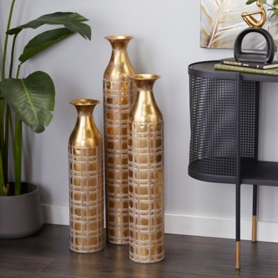 Harper & Willow 3 pc. Gold Metal Glam Vase Set, 35 in., 30 in., 25 in.