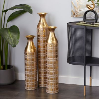 Harper & Willow Metal Glam Vase Set, Gold, 3 pc.