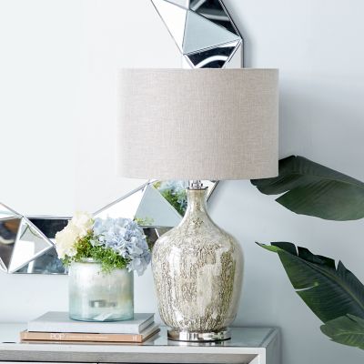 Harper & Willow Silver Glass Table Lamp with Faux Mercury Glass Finish 16" x 16" x 27"