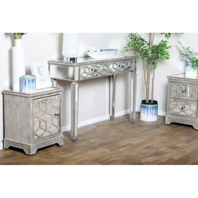Willow Grey Wood Glam Console Table 