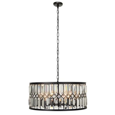 Image showing  6-Light Iron Glam Drum Chandelier, 13 in. x 24 in. x 24, Black