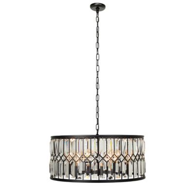 Image showing  6-Light Iron Glam Drum Chandelier, 13 in. x 24 in. x 24, Black