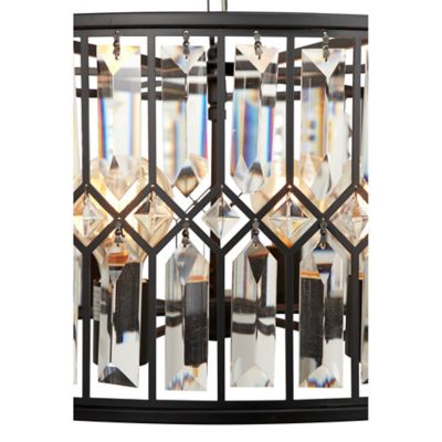 Image showing  6-Light Iron Glam Drum Chandelier, 13 in. x 24 in. x 24, Black