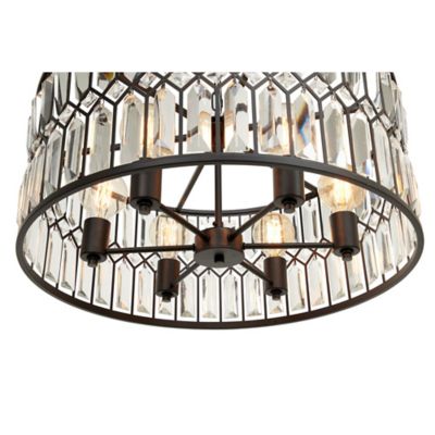 Image showing  6-Light Iron Glam Drum Chandelier, 13 in. x 24 in. x 24, Black