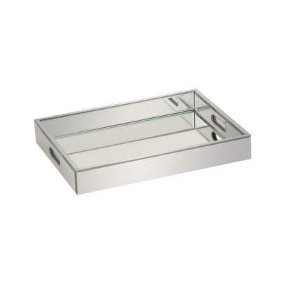 Image showing  Wooden Glam Tray, 3 in. x 18 in. x 14 in., Silver