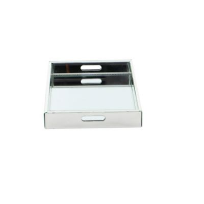 Image showing  Wooden Glam Tray, 3 in. x 18 in. x 14 in., Silver