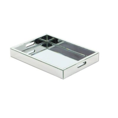 Image showing  Wooden Glam Tray, 3 in. x 18 in. x 14 in., Silver