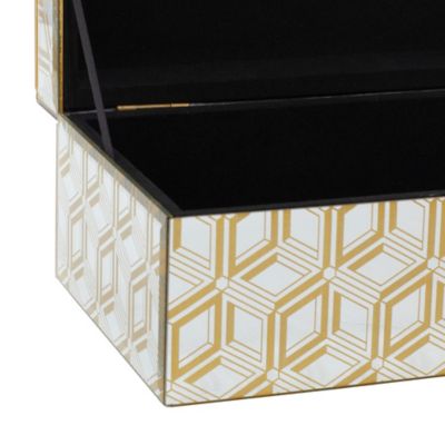 Image showing  Gold Wood Glam Box, 11 in., 9 in., Cream White Base, 2 pc.