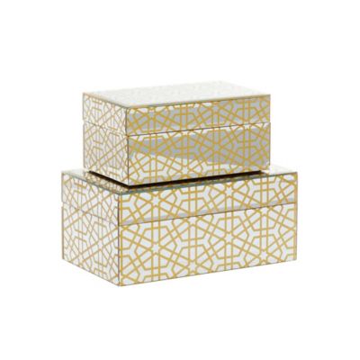 Image showing  Gold Wood Glam Box, 11 in., 9 in., Pearl White Base, 2 pc.