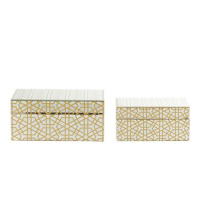 Image showing  Gold Wood Glam Box, 11 in., 9 in., Pearl White Base, 2 pc.