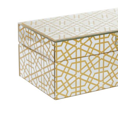 Image showing  Gold Wood Glam Box, 11 in., 9 in., Pearl White Base, 2 pc.