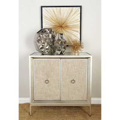 Harper & Willow Glam Wood Cabinet, 16 in., Beige