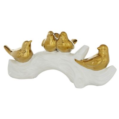 Image showing  Glam Style Gold Porcelain Bird-Inspired Sculpture, 6 in. x 14.05 in. x 4.8 in.
