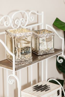 Harper & Willow White Glass Glam Candle Holders, 6 In., 8 In., 2 Pc., 24728