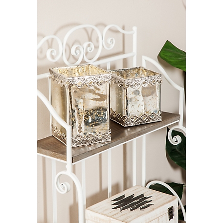 Harper & Willow White Glass Glam Candle Holders, 6 in., 8 in., 2 pc., 24728