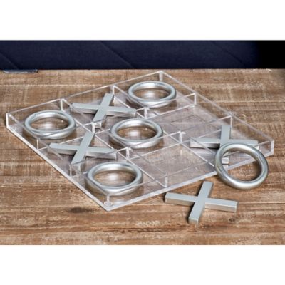 Harper & Willow Silver Acrylic and Metal Glam Game Set, 12 in. x 12 in. x 1 in.