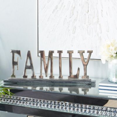 Harper & Willow Silver Aluminum Glam Decorative Sign, 8 in. x 22 in. x 2 in., 18468