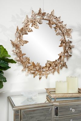 Harper & Willow Gold Metal 3D Butterfly Wall Mirror 28" x 5" x 28", 46261