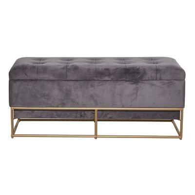 Image showing  Gray Metal and Wood Glam Storage Bench, 19 in. x 44 in. x 17 in.