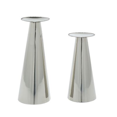 Image showing  Silver Stainless Steel Glam Candle Holders, 8.75 in., 11 in., 2 pc., 90990